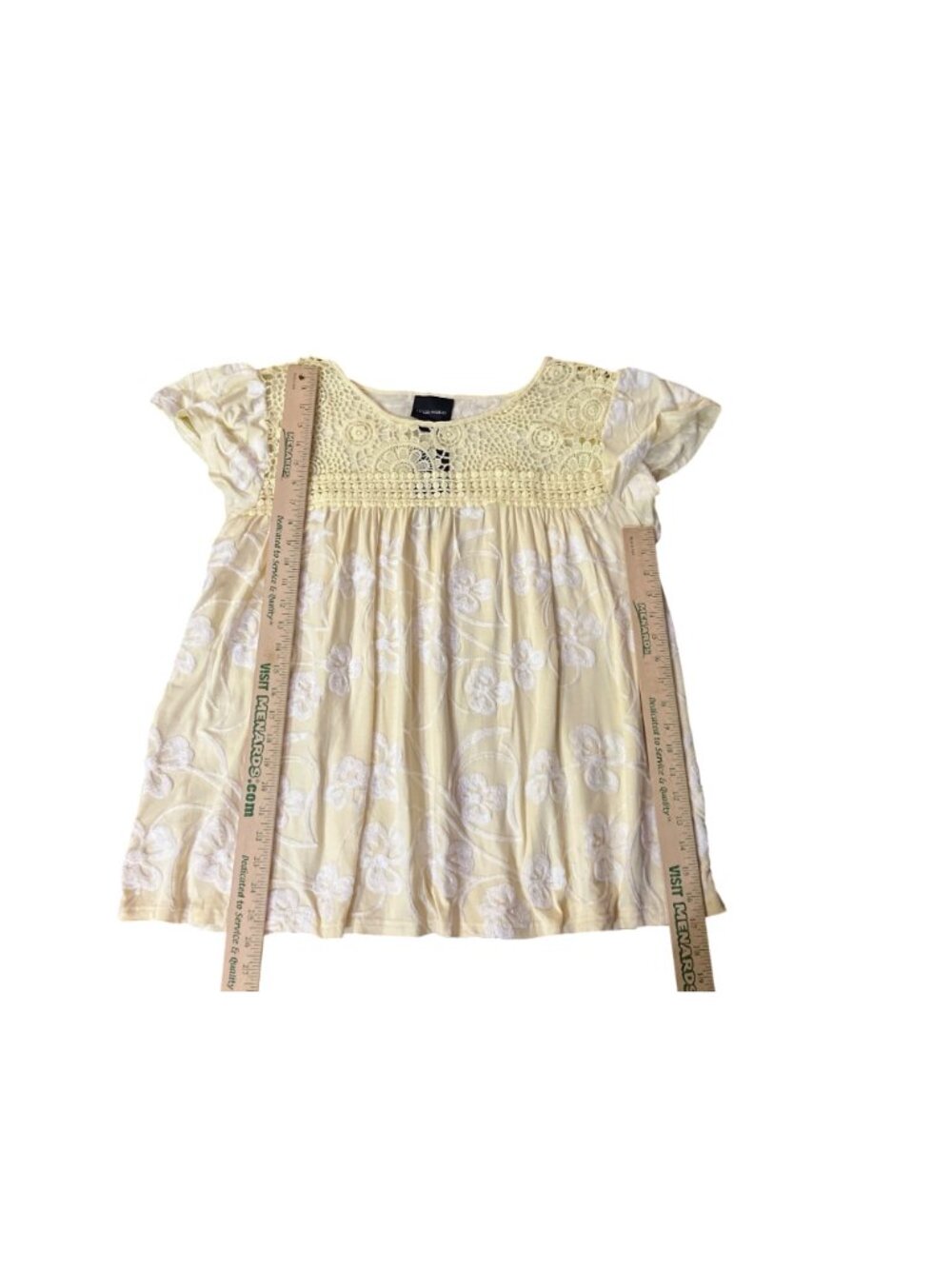 Liv Los Angeles Top Womens 1X NWT Yellow Embroidered Crochet Boho Blouse - Picture 10 of 13